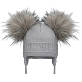 Pom Pom Envy Double Cable Hat Grey